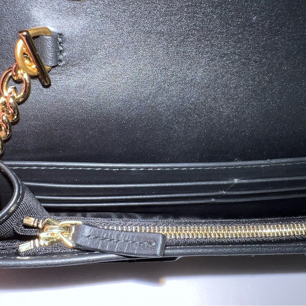 Authentic Gucci Black/Gold GG Diagonal Striped Wallet on Chain - Two Way - Picture 5 of 16